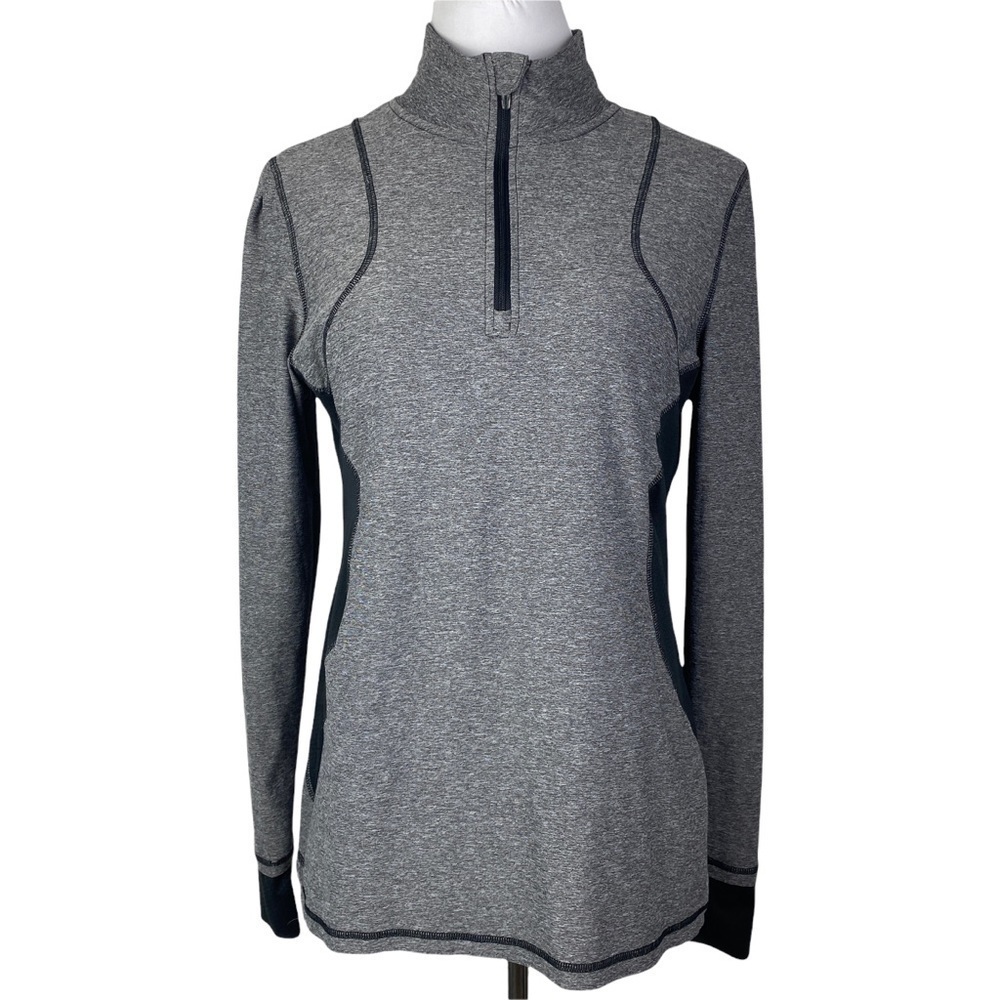 Champion Quarter Zip Athletic Jacket Women's Large Gray Lightweight Thumb‎ Holes